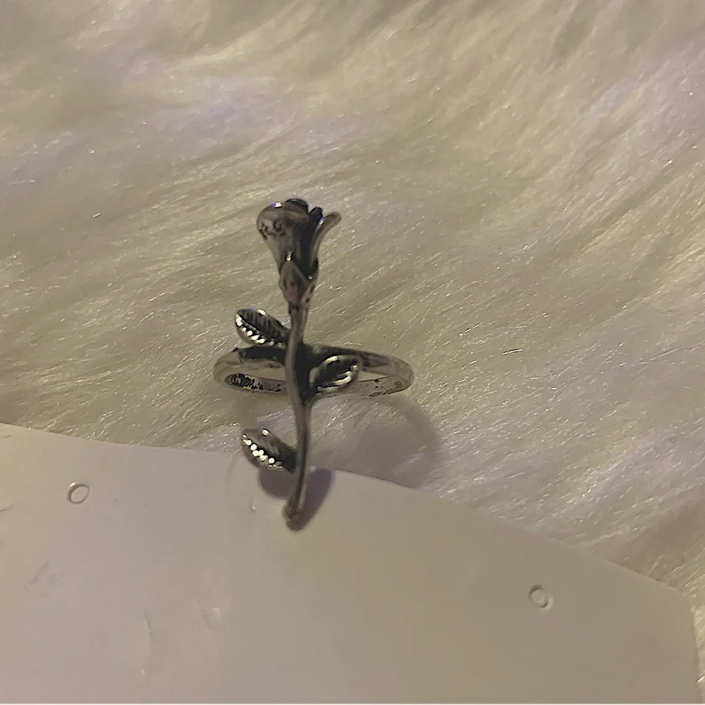 JEWELRY RING SILVER ROSE FLOWER - Picture 2 of 7